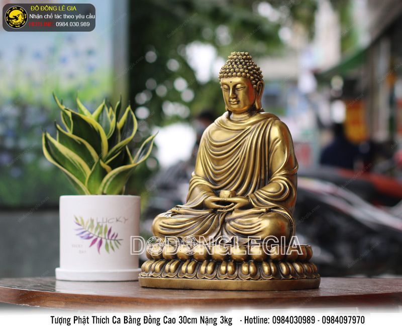 Tượng phật thích ca bằng đồng cao 30cm
