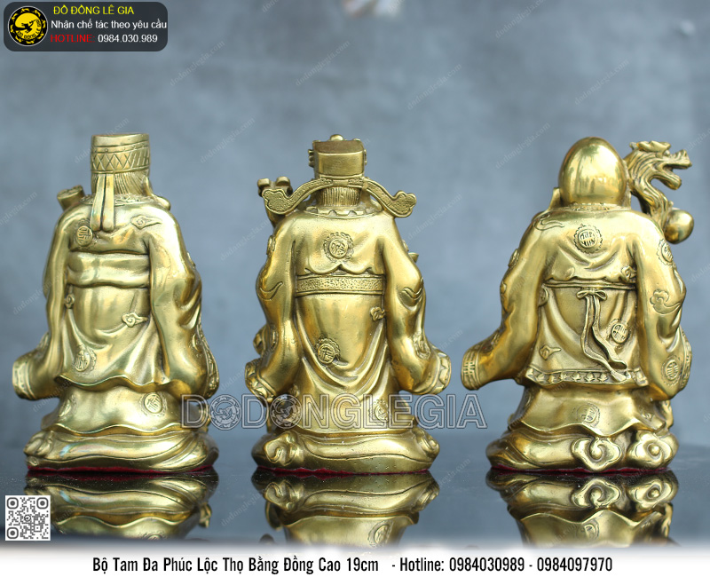 Bộ Tam Đa bằng đồng cao 19cm