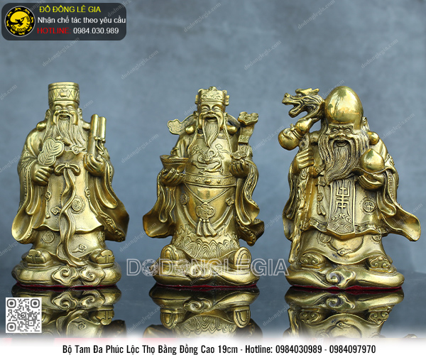 Bộ Tam Đa bằng đồng cao 19cm