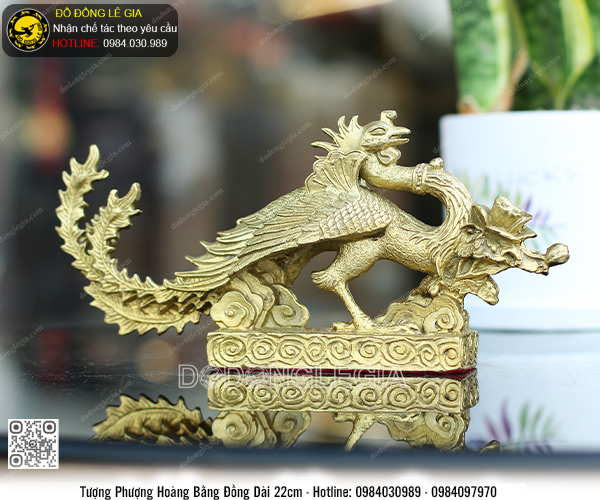 Tượng Phượng Hoàng bằng đồng dài 22cm