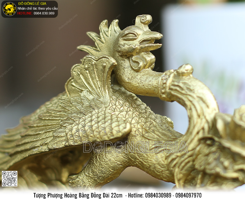 Tượng Phượng Hoàng bằng đồng dài 22cm