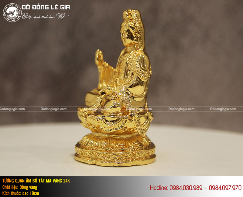 Tượng Phật Quan Âm bằng đồng mạ vàng 24k