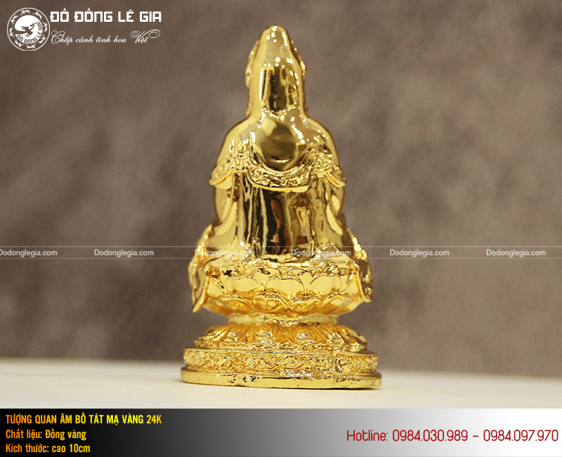Tượng Phật Quan Âm bằng đồng mạ vàng 24k