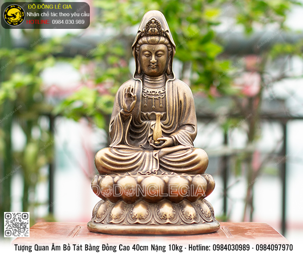 Tượng Quan Âm Bồ Tát Bằng Đồng Cao 40cm