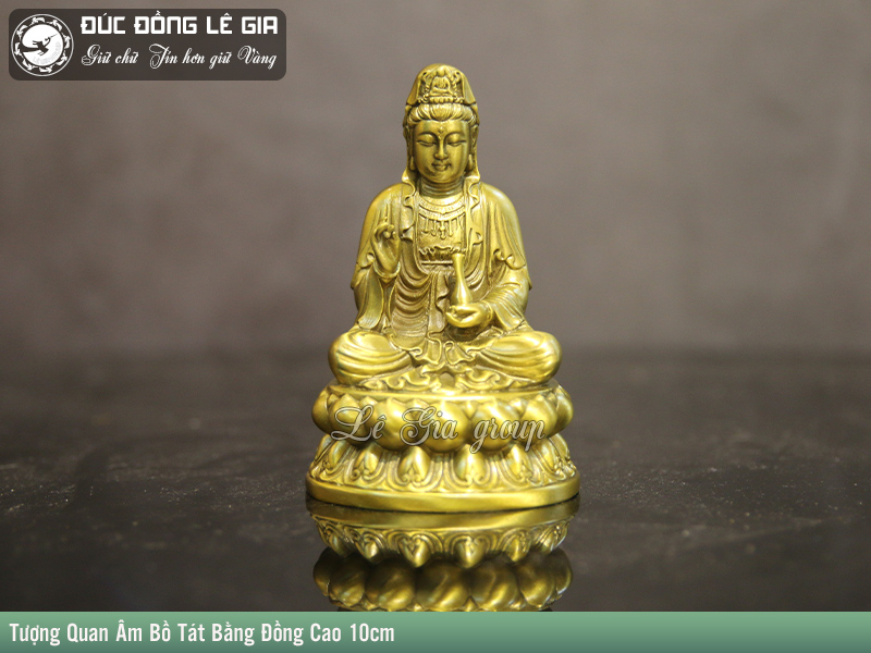 Tượng Quan Âm Bồ Tát Bằng Đồng Cao 10cm