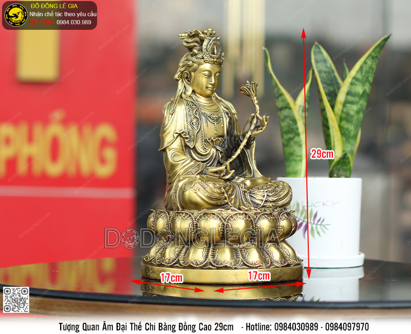 Tượng Phật Đại Thế Chí bằng đồng cao 29cm