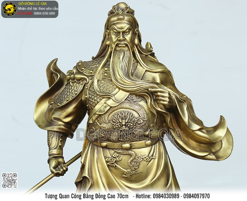 Tượng Quan Công bằng đồng cao 70cm