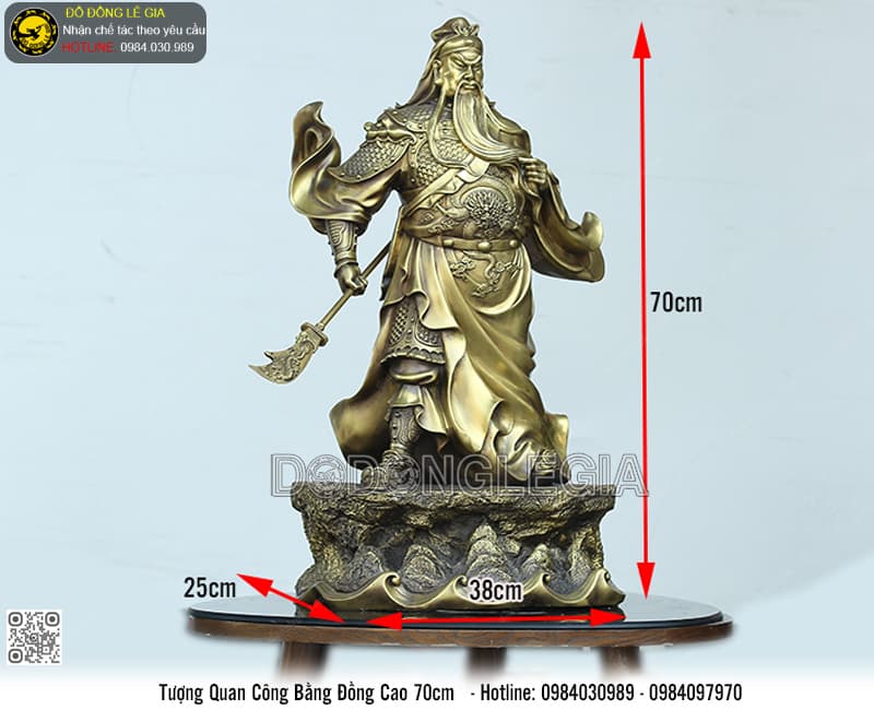 Tượng Quan Công bằng đồng cao 70cm