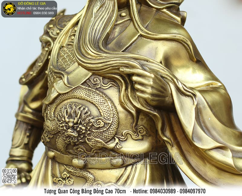 Tượng Quan Công bằng đồng cao 70cm