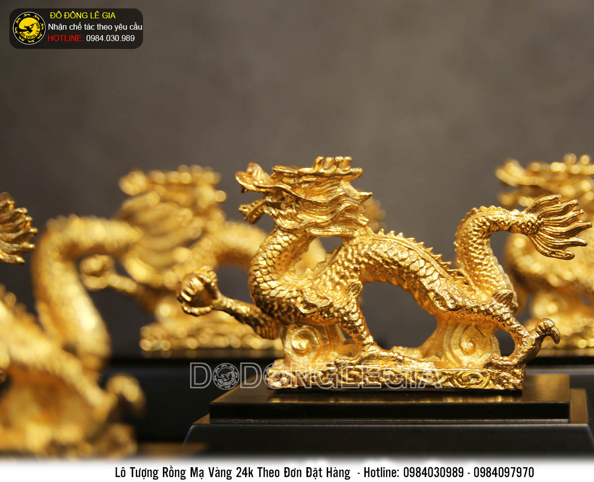 Chế tác lô tượng rồng bằng đồng mạ vàng 24k theo đặt hàng của khách doanh nghiệp