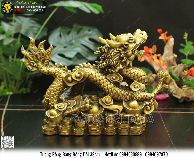 Tượng Rồng Bằng Đồng Dài 39cm