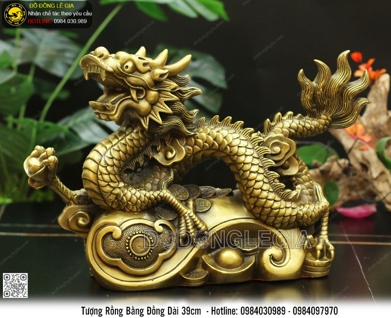 Tượng Rồng Bằng Đồng Dài 39cm