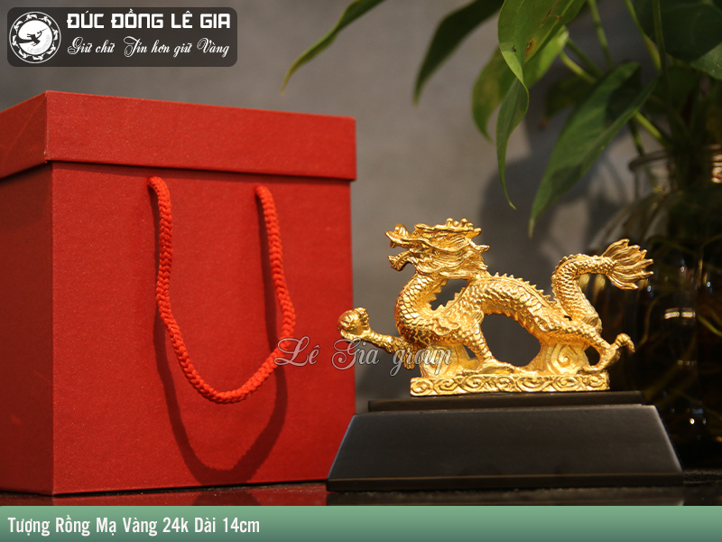 tượng rồng bằng đồng mạ vàng 24k