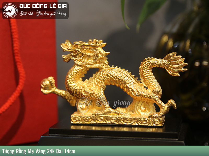 tượng rồng bằng đồng mạ vàng 24k