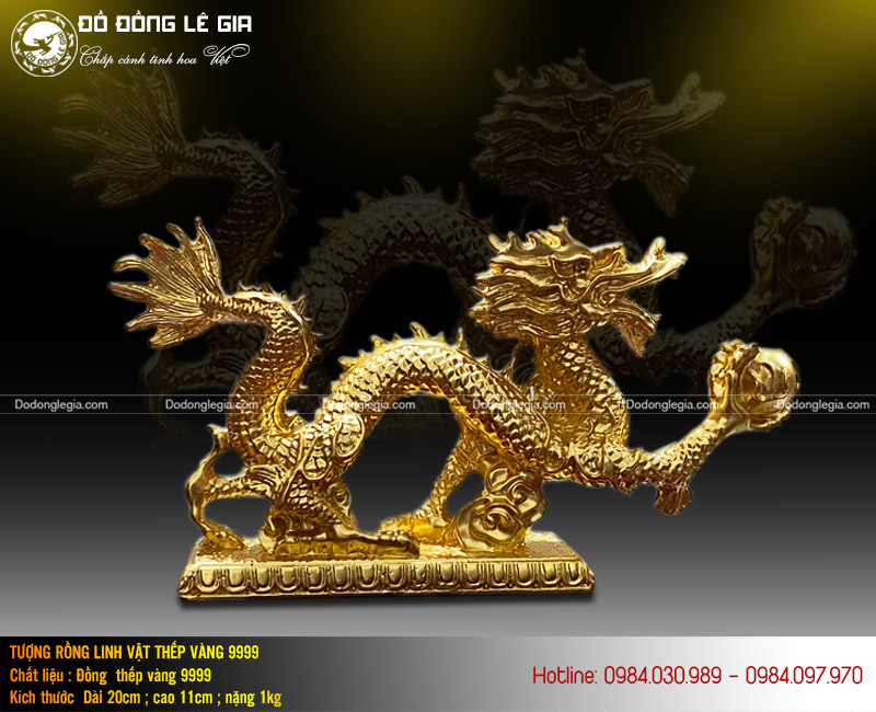 Tượng rồng thếp vàng 9999