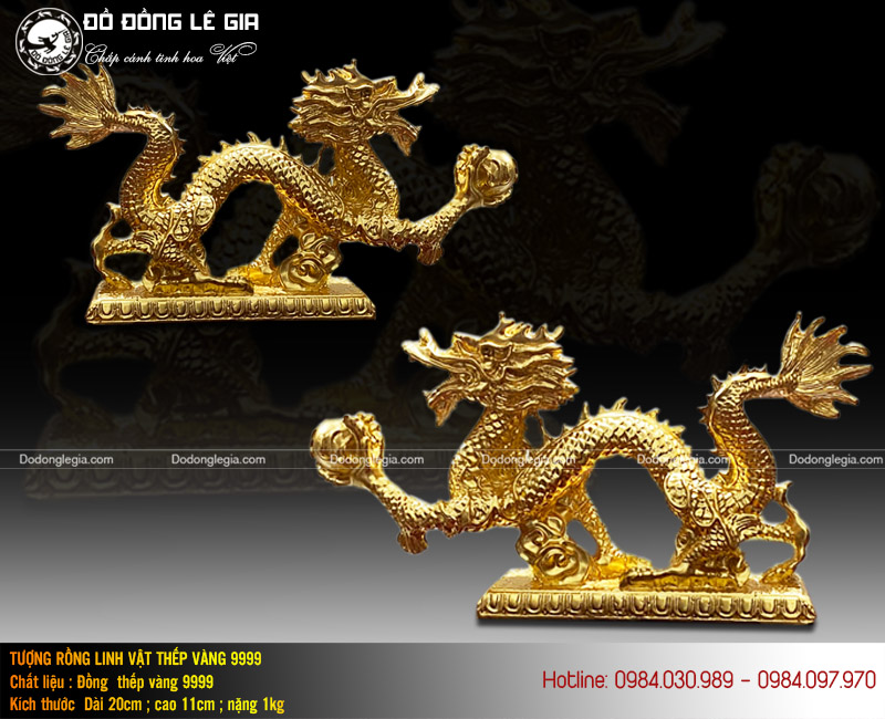 Tượng rồng thếp vàng 9999