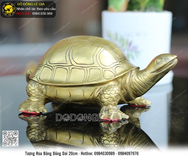 Tượng rùa bằng đồng dài 20cm