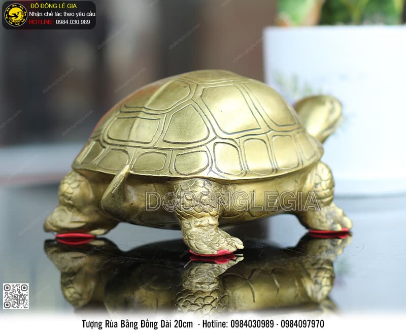 Tượng rùa bằng đồng dài 20cm