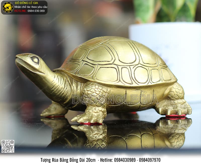 Tượng rùa bằng đồng dài 20cm