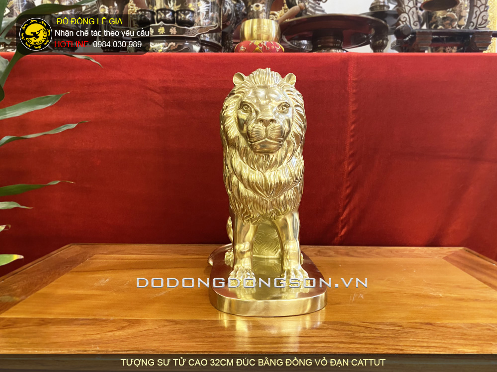 Tượng Sư tử bằng đồng cattut cao 32cm