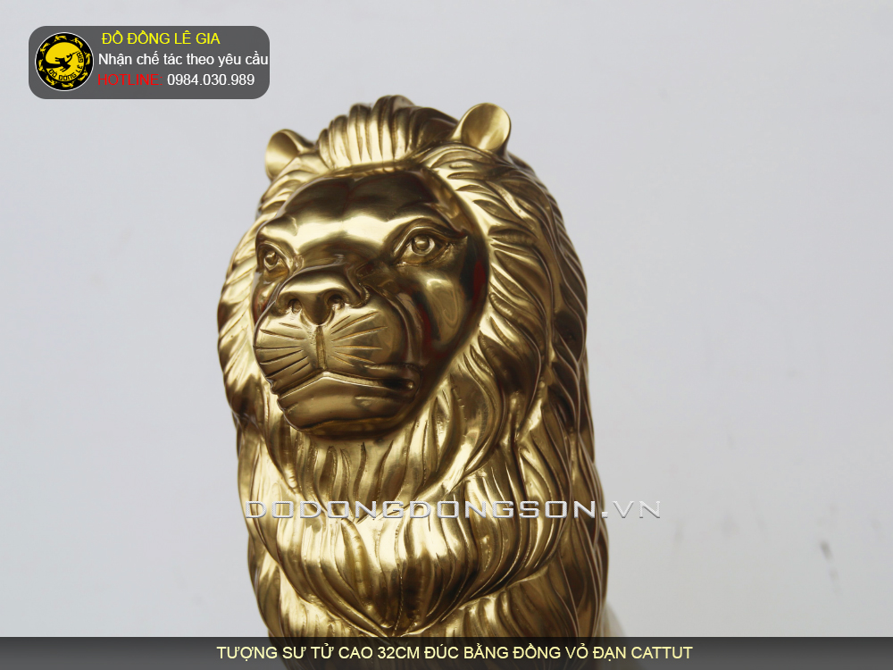 Tượng Sư tử bằng đồng cattut cao 32cm