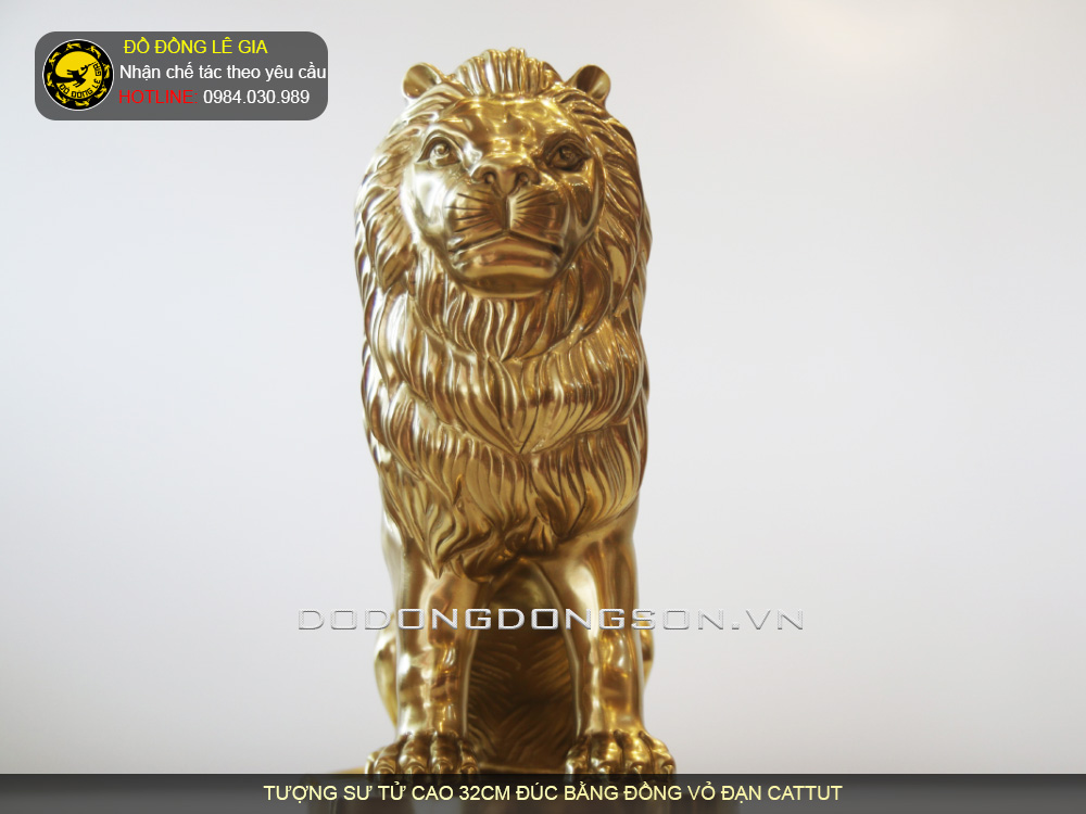 Tượng Sư tử bằng đồng cattut cao 32cm