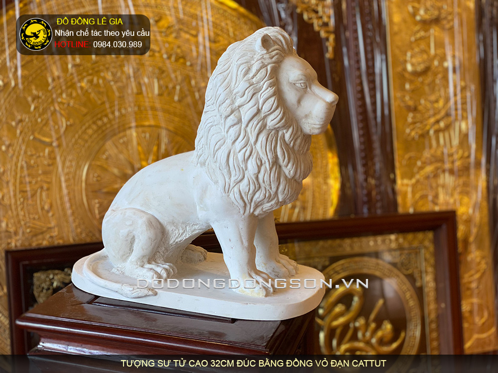 Tượng Sư tử bằng đồng cattut cao 32cm