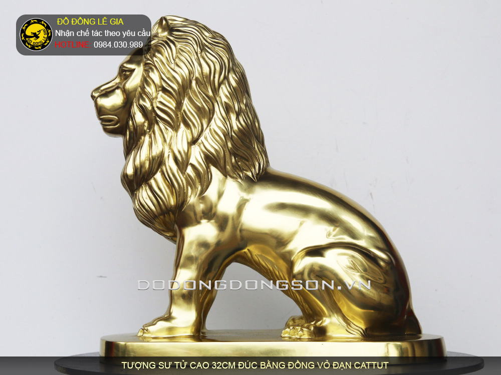 Tượng Sư tử bằng đồng cattut cao 32cm