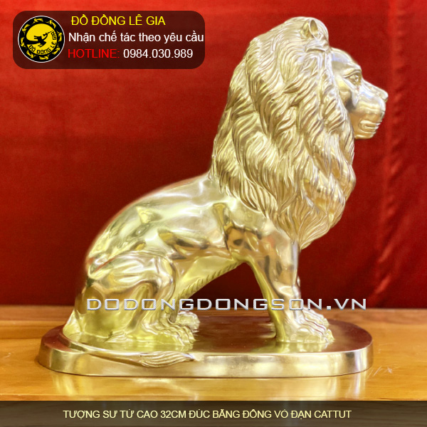 Tượng Sư tử bằng đồng cattut cao 32cm