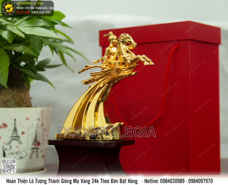 Tượng Thánh Gióng cao 21cm mạ vàng 24k