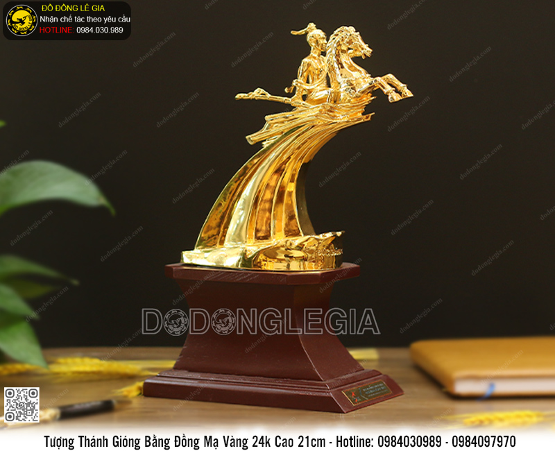 Tượng Thánh Gióng cao 21cm mạ vàng 24k