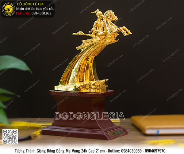 Tượng Thánh Gióng cao 21cm mạ vàng 24k