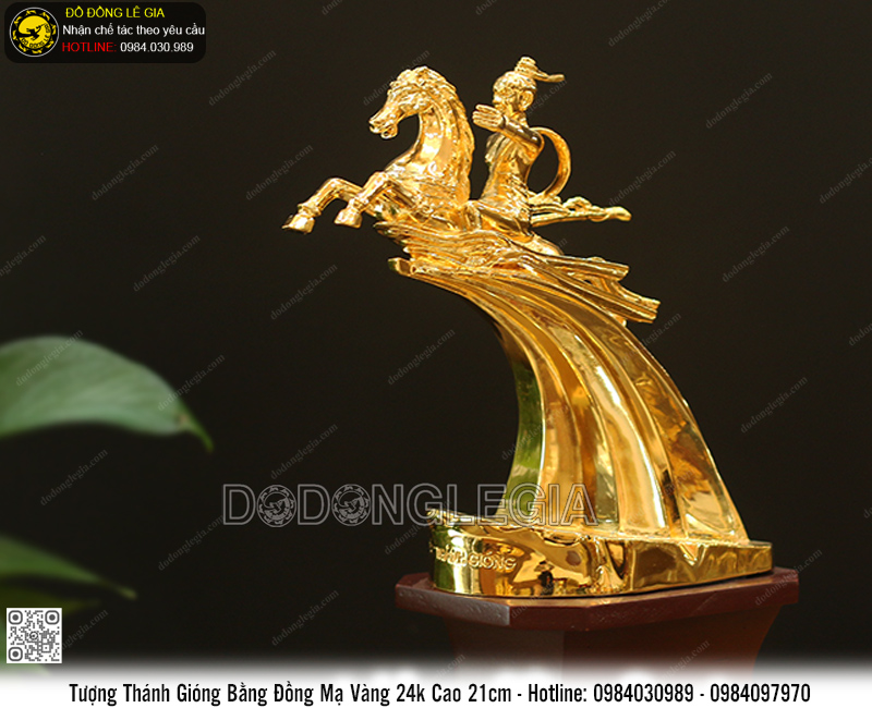 Tượng Thánh Gióng cao 21cm mạ vàng 24k