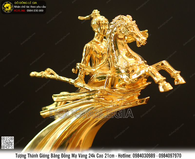 Tượng Thánh Gióng cao 21cm mạ vàng 24k