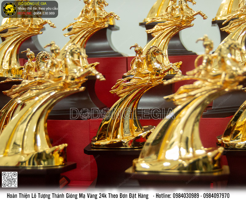 Lô Tượng Thánh Gióng mạ vàng 24k cao 21cm theo đơn đặt hàng