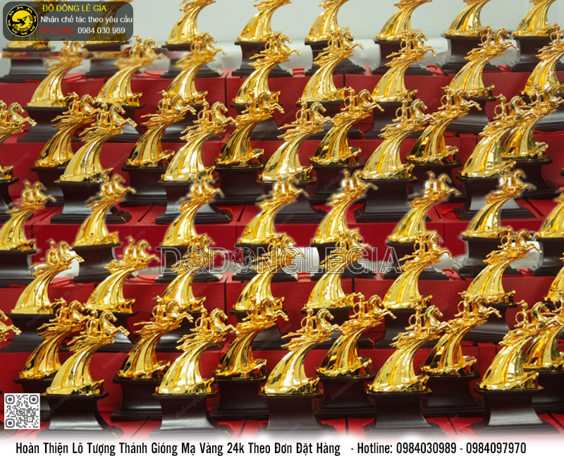 Lô Tượng Thánh Gióng mạ vàng 24k cao 21cm theo đơn đặt hàng