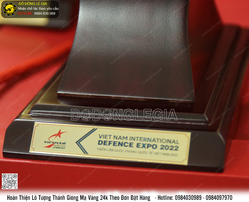 Lô Tượng Thánh Gióng mạ vàng 24k cao 21cm theo đơn đặt hàng