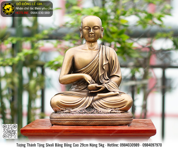 Tượng Thánh Tăng Sivali bằng đồng cao 39cm