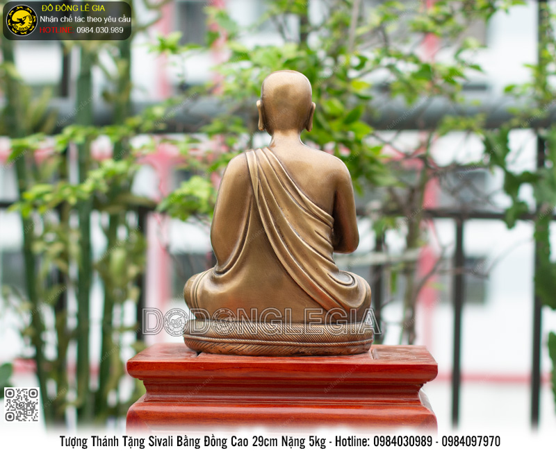 Tượng Thánh Tăng Sivali bằng đồng cao 39cm