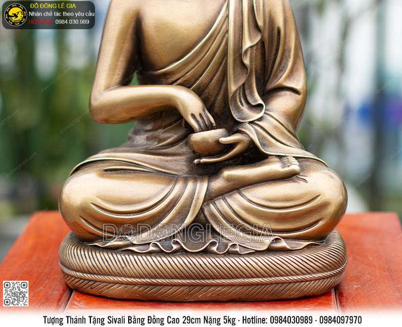 Tượng Thánh Tăng Sivali bằng đồng cao 39cm