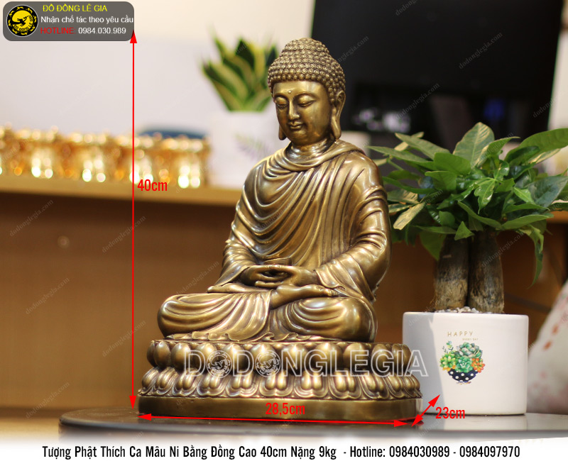 Tượng phật thích ca bằng đồng cao 40cm