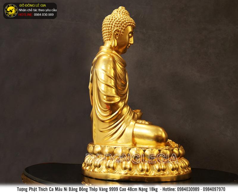 Tượng Phật Thích Ca Mâu Ni bằng đồng thếp vàng 9999