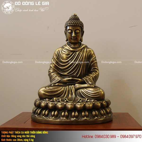 Tượng phật thích ca ngồi đài sen cao 30cm