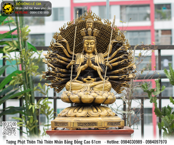 Tượng Phật Thiên Thủ Thiên Nhãn Bằng Đồng Cao 61cm