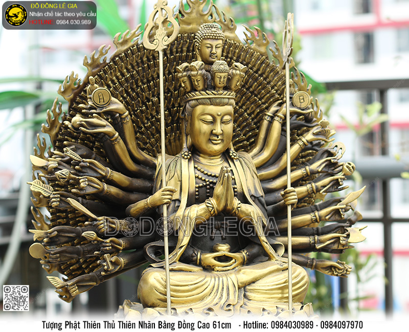 Tượng Phật Thiên Thủ Thiên Nhãn Bằng Đồng Cao 61cm