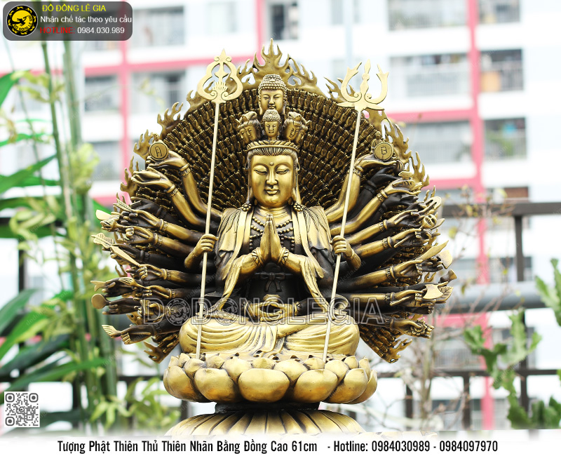 Tượng Phật Thiên Thủ Thiên Nhãn Bằng Đồng Cao 61cm