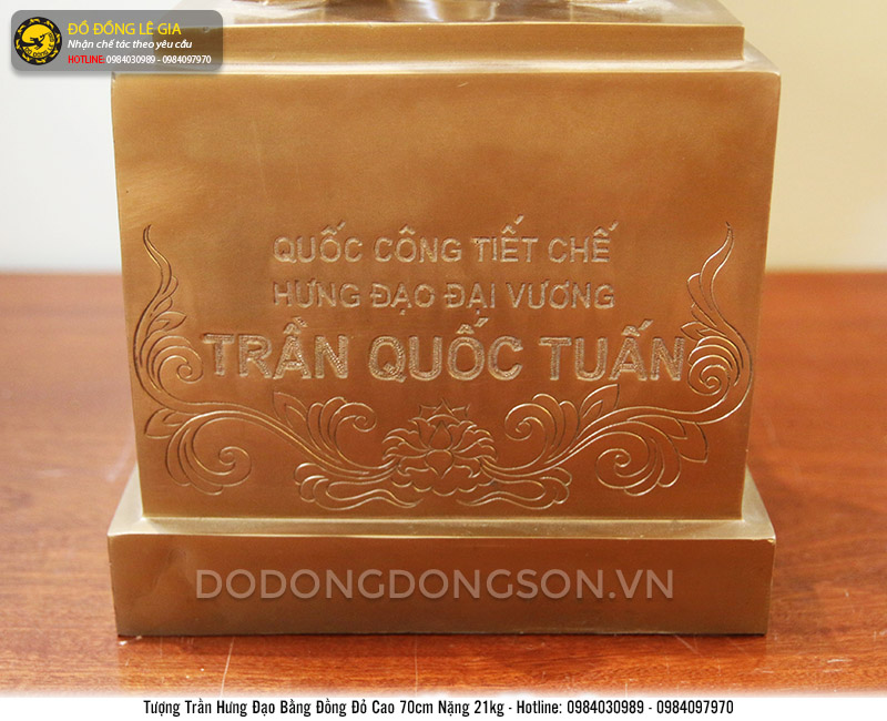 Tượng Trần Hưng Đạo bằng đồng đỏ cao 70cm