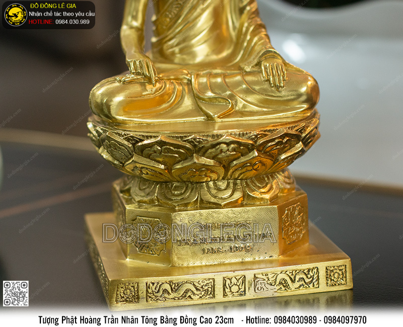 Tượng Phật Hoàng Trần Nhân Tông Bằng Đồng Cao 23cm