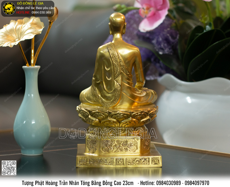 Tượng Phật Hoàng Trần Nhân Tông Bằng Đồng Cao 23cm