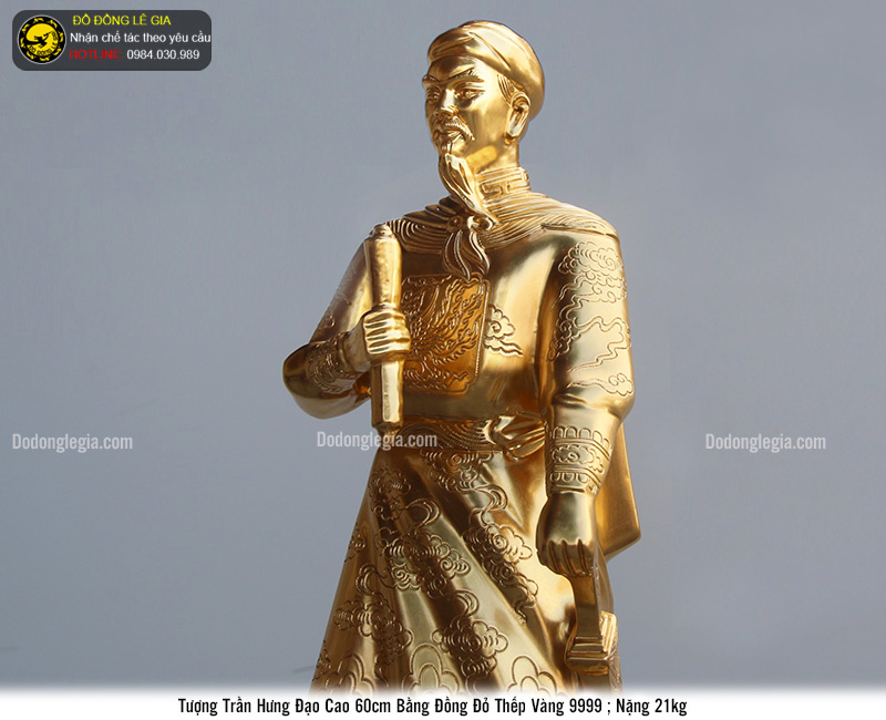 Tượng Trần Hưng Đạo bằng đồng thếp vàng 9999